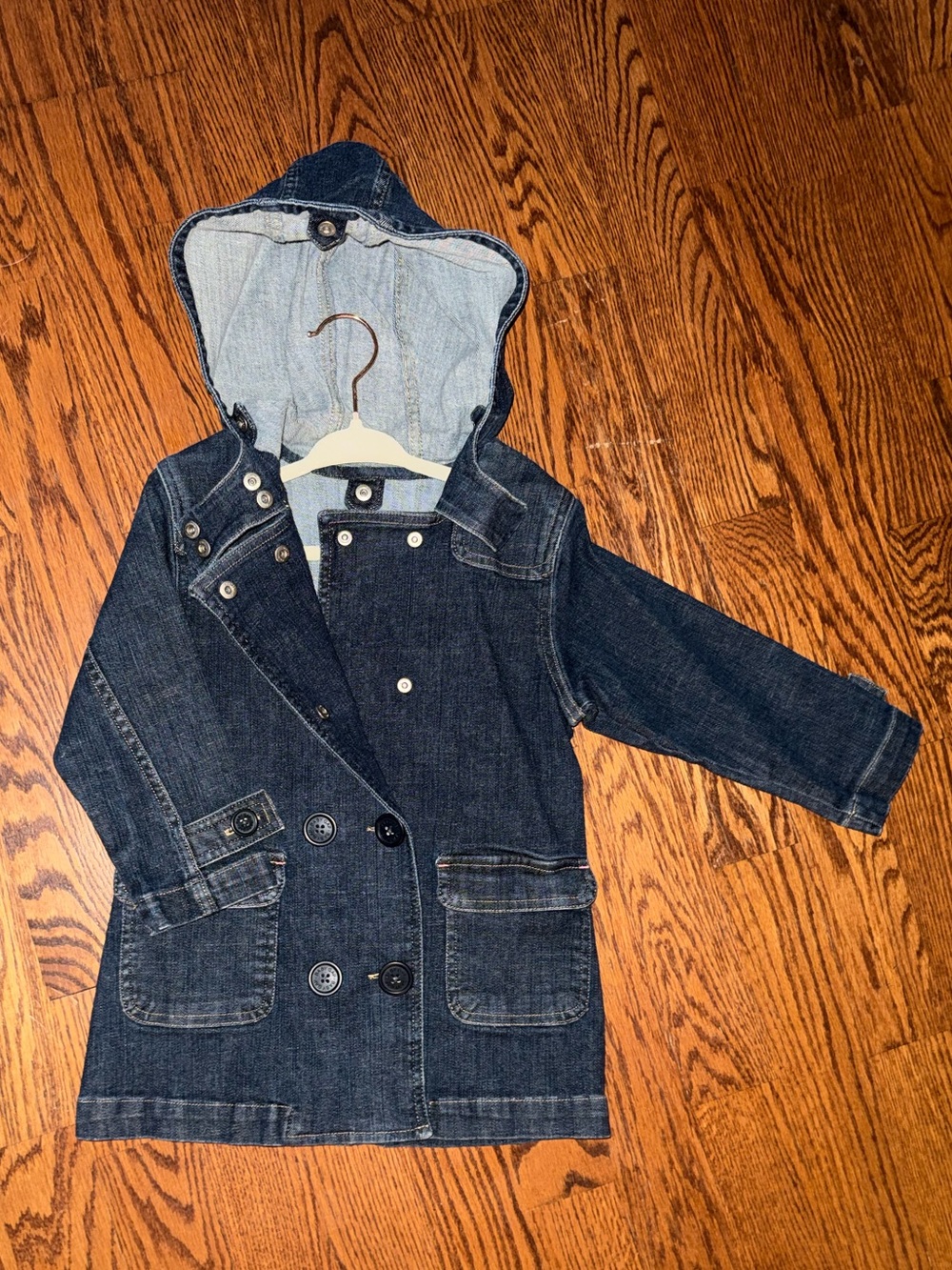 GAP Dark Blue Denim Hooded Parka Jacket 4T like new